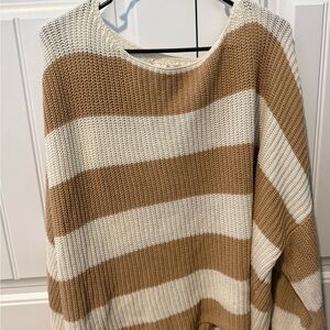 Fantastic Fawn Women's Sweater in Brown and Cream Stripes